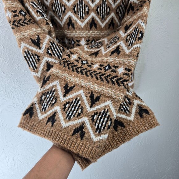 Sam Edelman Fair Isle Sweater XS Preppy Scoop Back Wide Sleeve Holiday Loose Top - Picture 5 of 12